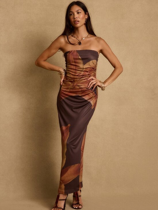 12th Tribe Dresses & Skirts - 12th Tribe Avani Mocha Floral Maxi Dress Size MM